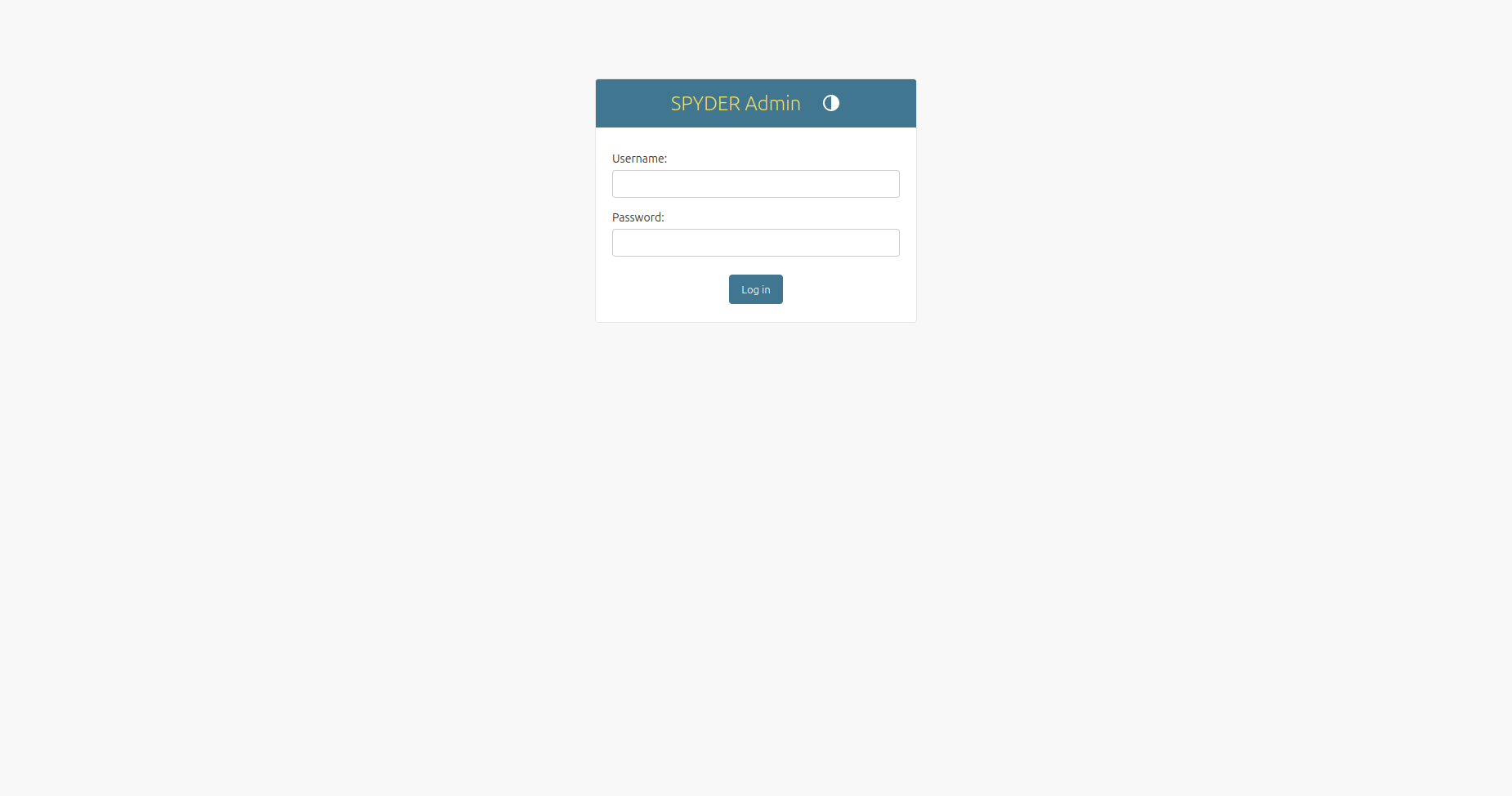 Spyder login screen